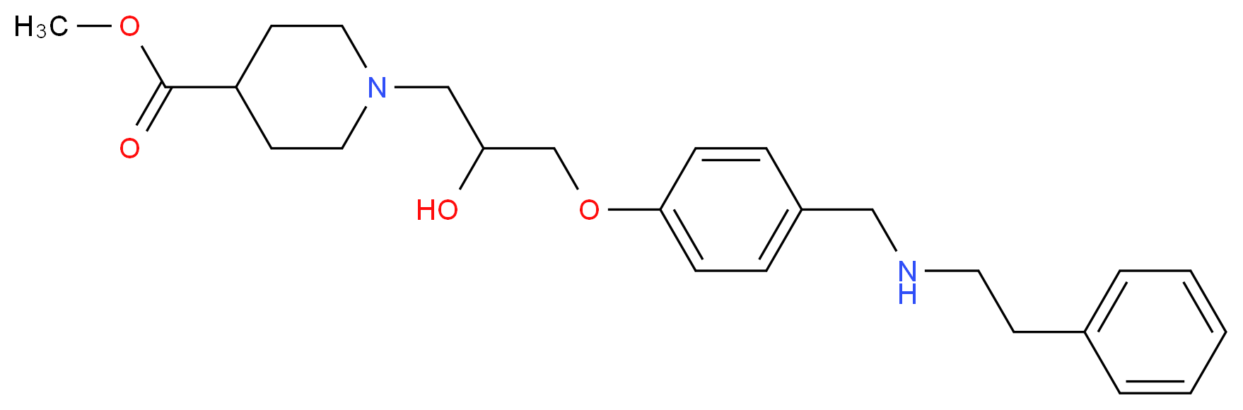 methyl 1-[2-hydroxy-3-(4-{[(2-phenylethyl)amino]methyl}phenoxy)propyl]-4-piperidinecarboxylate_分子结构_CAS_)