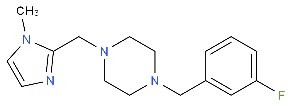 1-(3-fluorobenzyl)-4-[(1-methyl-1H-imidazol-2-yl)methyl]piperazine_分子结构_CAS_)