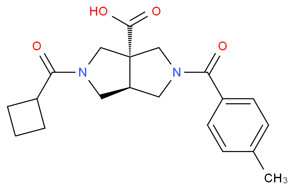 (3aR*,6aR*)-2-(cyclobutylcarbonyl)-5-(4-methylbenzoyl)hexahydropyrrolo[3,4-c]pyrrole-3a(1H)-carboxylic acid_分子结构_CAS_)