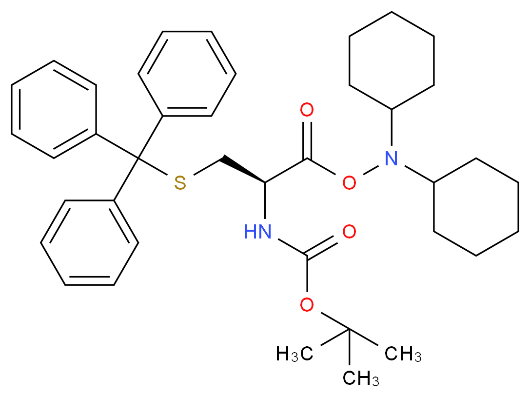 dicyclohexylamino (2R)-2-{[(tert-butoxy)carbonyl]amino}-3-[(triphenylmethyl)sulfanyl]propanoate_分子结构_CAS_26988-59-0