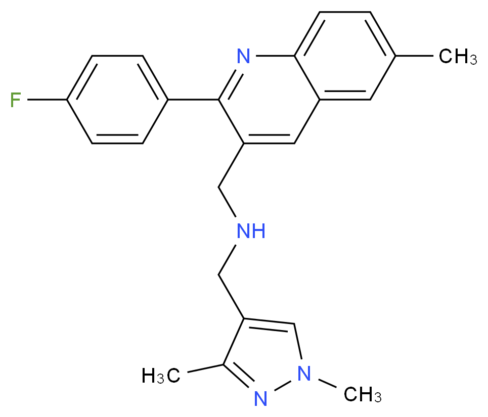 1-(1,3-dimethyl-1H-pyrazol-4-yl)-N-{[2-(4-fluorophenyl)-6-methyl-3-quinolinyl]methyl}methanamine_分子结构_CAS_)