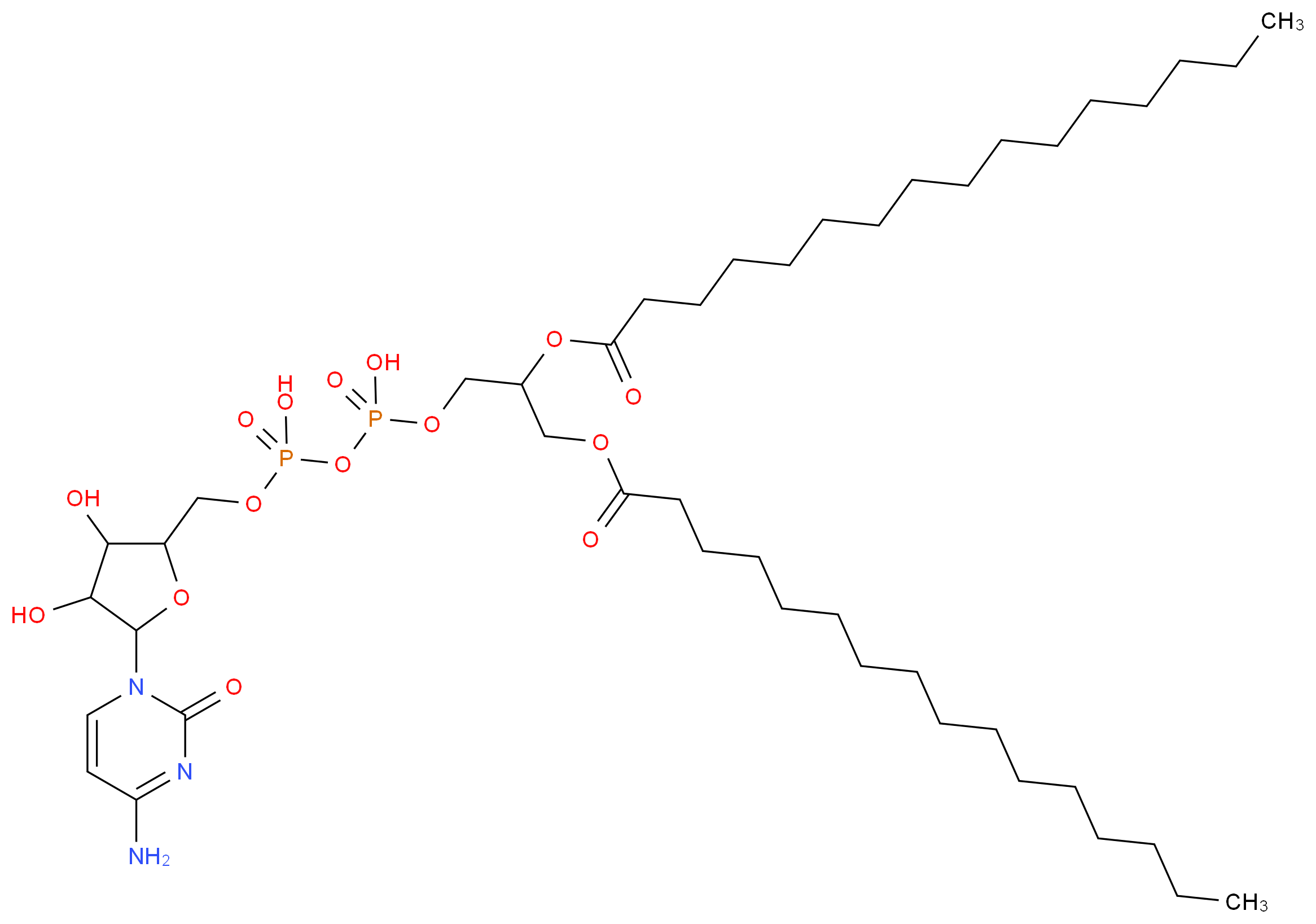 [({[5-(4-amino-2-oxo-1,2-dihydropyrimidin-1-yl)-3,4-dihydroxyoxolan-2-yl]methoxy}(hydroxy)phosphoryl)oxy][2,3-bis(hexadecanoyloxy)propoxy]phosphinic acid_分子结构_CAS_3152-52-1