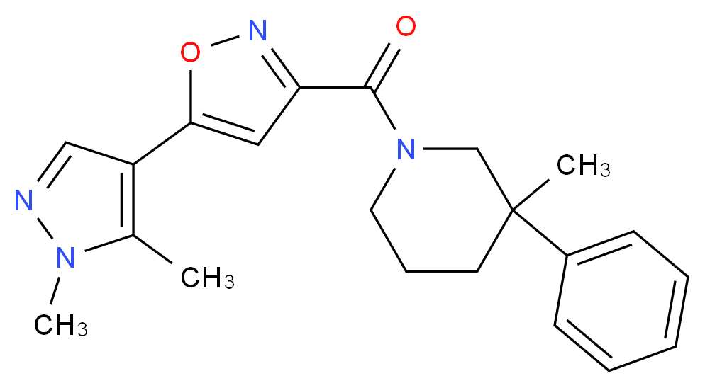 1-{[5-(1,5-dimethyl-1H-pyrazol-4-yl)isoxazol-3-yl]carbonyl}-3-methyl-3-phenylpiperidine_分子结构_CAS_)