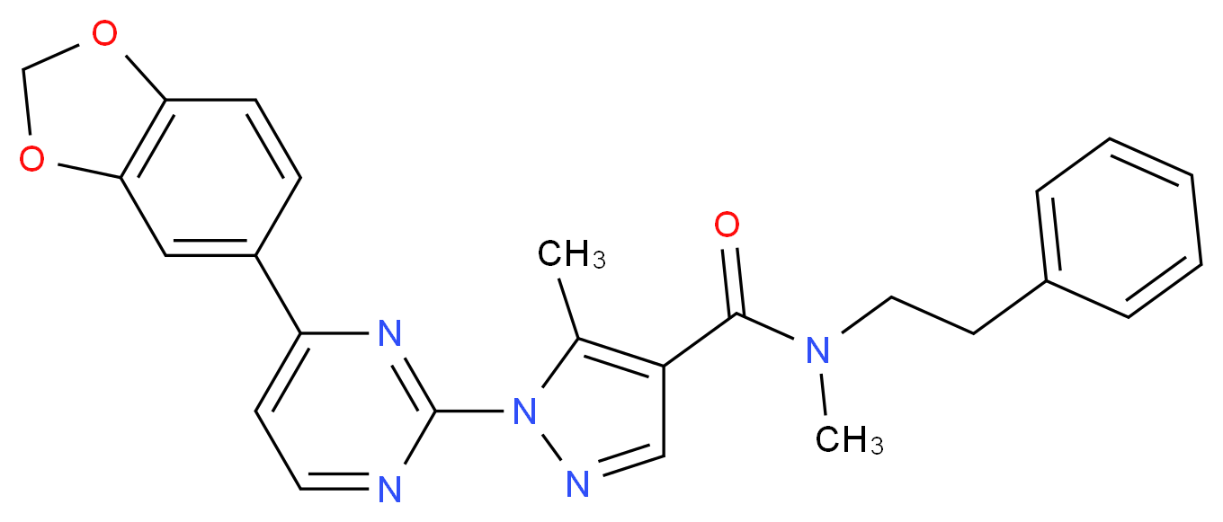 1-[4-(1,3-benzodioxol-5-yl)-2-pyrimidinyl]-N,5-dimethyl-N-(2-phenylethyl)-1H-pyrazole-4-carboxamide_分子结构_CAS_)