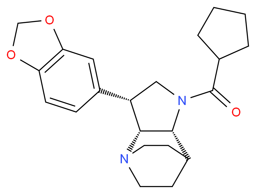 (3R*,3aR*,7aR*)-3-(1,3-benzodioxol-5-yl)-1-(cyclopentylcarbonyl)octahydro-4,7-ethanopyrrolo[3,2-b]pyridine_分子结构_CAS_)