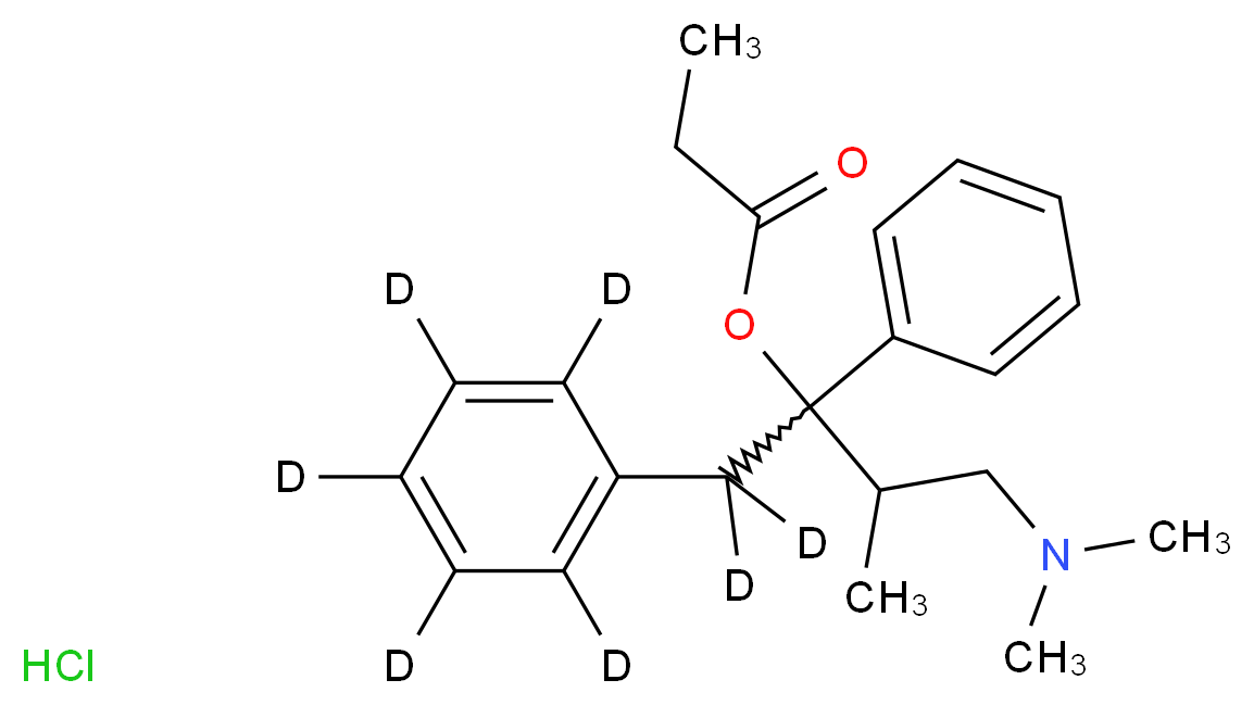 4-(dimethylamino)-3-methyl-1-(<sup>2</sup>H<sub>5</sub>)phenyl-2-phenyl(1,1-<sup>2</sup>H<sub>2</sub>)butan-2-yl propanoate hydrochloride_分子结构_CAS_125440-89-3