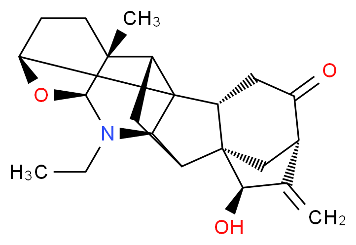 (1R,4S,5R,8S,10S,12R,13S,14R,17S,19R)-11-ethyl-19-hydroxy-5-methyl-18-methylidene-9-oxa-11-azaheptacyclo[15.2.1.0<sup>1</sup>,<sup>1</sup><sup>4</sup>.0<sup>2</sup>,<sup>1</sup><sup>2</sup>.0<sup>4</sup>,<sup>1</sup><sup>3</sup>.0<sup>5</sup>,<sup>1</sup><sup>0</sup>.0<sup>8</sup>,<sup>1</sup><sup>3</sup>]icosan-16-one_分子结构_CAS_23179-78-4