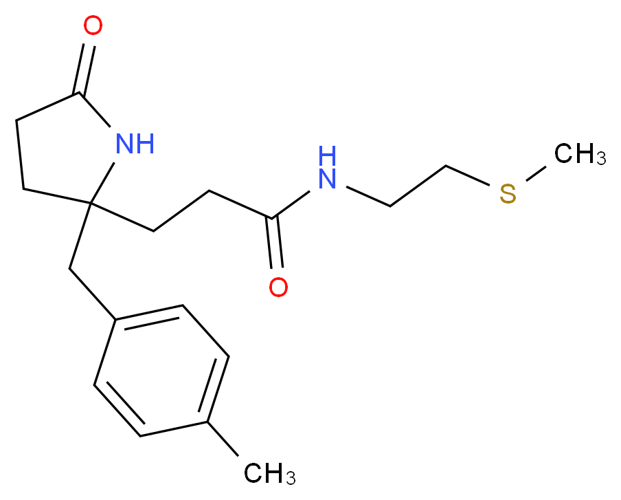 3-[2-(4-methylbenzyl)-5-oxo-2-pyrrolidinyl]-N-[2-(methylthio)ethyl]propanamide_分子结构_CAS_)