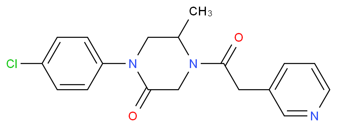 1-(4-chlorophenyl)-5-methyl-4-(3-pyridinylacetyl)-2-piperazinone_分子结构_CAS_)