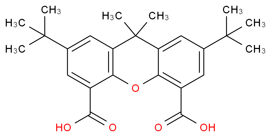 2,7-二叔丁基-9,9-二甲基氧杂蒽-4,5-二羧酸_分子结构_CAS_130525-39-2)