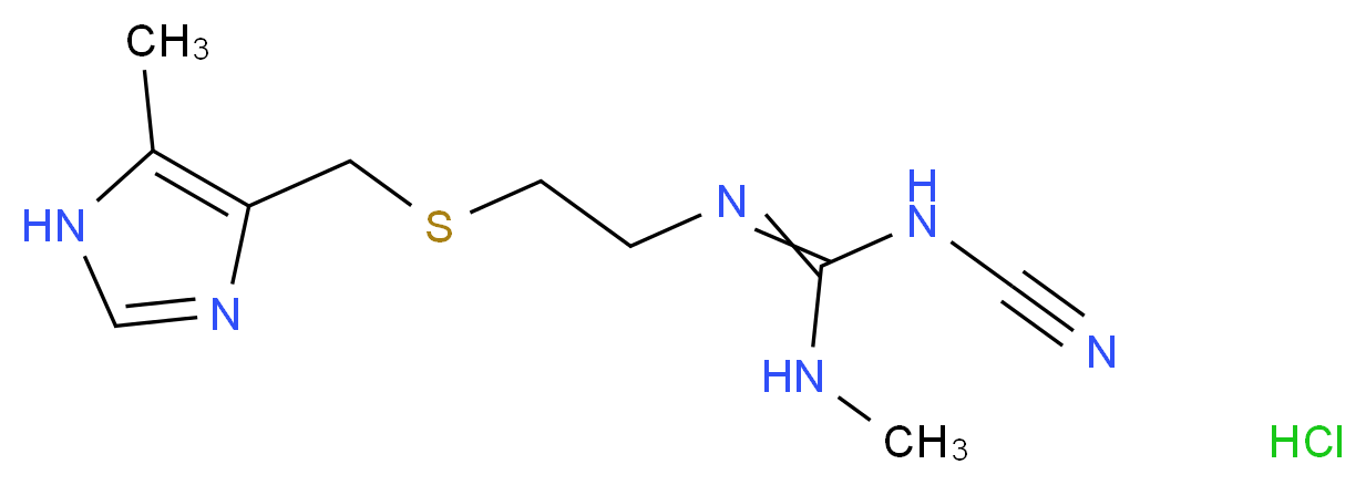 3-cyano-1-methyl-2-(2-{[(5-methyl-1H-imidazol-4-yl)methyl]sulfanyl}ethyl)guanidine hydrochloride_分子结构_CAS_70059-30-2