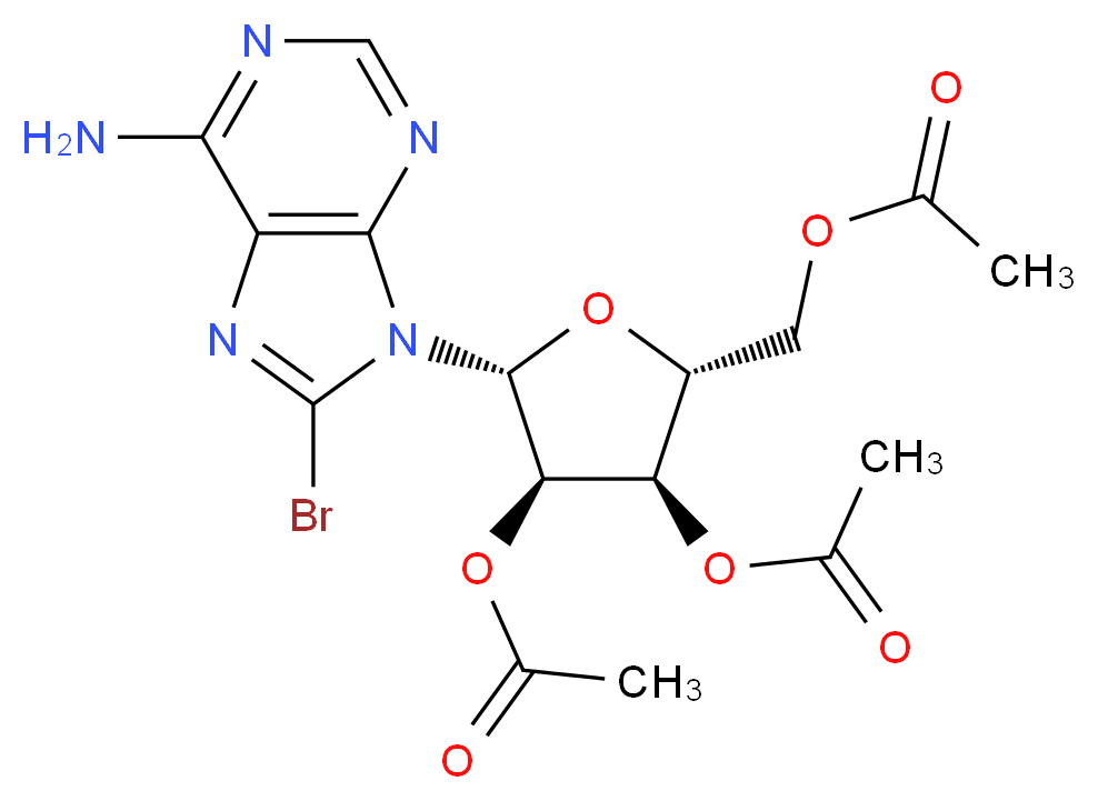 [(2R,3R,4R,5R)-3,4-bis(acetyloxy)-5-(6-amino-8-bromo-9H-purin-9-yl)oxolan-2-yl]methyl acetate_分子结构_CAS_31281-86-4