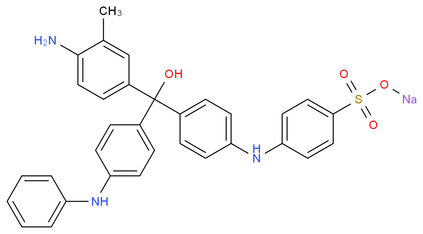 sodium 4-({4-[(4-amino-3-methylphenyl)(hydroxy)[4-(phenylamino)phenyl]methyl]phenyl}amino)benzene-1-sulfonate_分子结构_CAS_8004-90-8