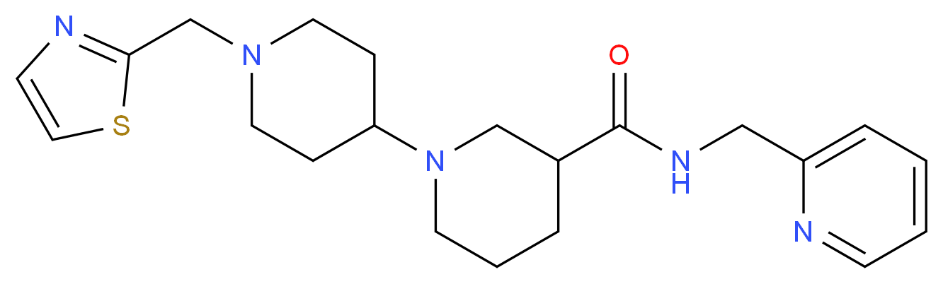 N-(pyridin-2-ylmethyl)-1'-(1,3-thiazol-2-ylmethyl)-1,4'-bipiperidine-3-carboxamide_分子结构_CAS_)