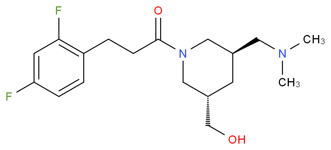 {(3S*,5R*)-1-[3-(2,4-difluorophenyl)propanoyl]-5-[(dimethylamino)methyl]piperidin-3-yl}methanol_分子结构_CAS_)