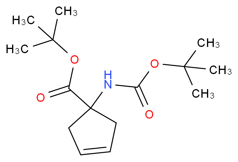 1-(叔丁氧基羰基氨基)-3-环戊烯-1-羧酸叔丁酯_分子结构_CAS_521964-59-0)