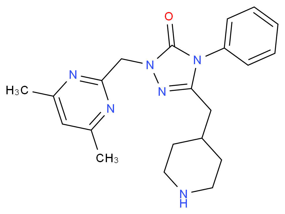 2-[(4,6-dimethylpyrimidin-2-yl)methyl]-4-phenyl-5-(piperidin-4-ylmethyl)-2,4-dihydro-3H-1,2,4-triazol-3-one_分子结构_CAS_)