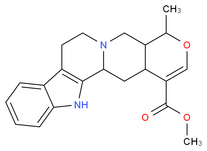 methyl 16-methyl-17-oxa-3,13-diazapentacyclo[11.8.0.0<sup>2</sup>,<sup>1</sup><sup>0</sup>.0<sup>4</sup>,<sup>9</sup>.0<sup>1</sup><sup>5</sup>,<sup>2</sup><sup>0</sup>]henicosa-2(10),4,6,8,18-pentaene-19-carboxylate_分子结构_CAS_483-04-5