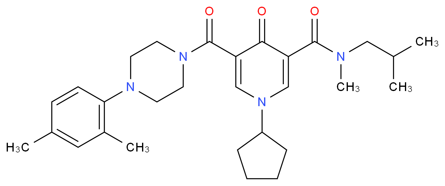 1-cyclopentyl-5-{[4-(2,4-dimethylphenyl)-1-piperazinyl]carbonyl}-N-isobutyl-N-methyl-4-oxo-1,4-dihydro-3-pyridinecarboxamide_分子结构_CAS_)