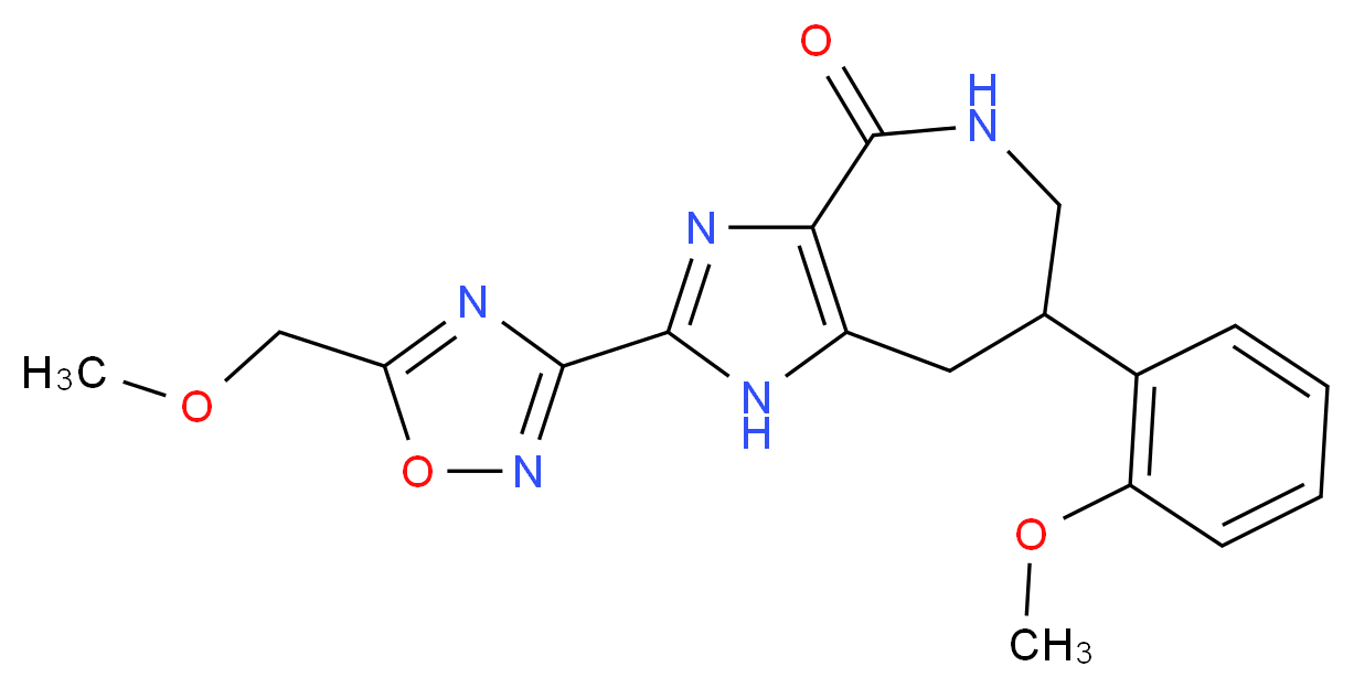 2-[5-(methoxymethyl)-1,2,4-oxadiazol-3-yl]-7-(2-methoxyphenyl)-5,6,7,8-tetrahydroimidazo[4,5-c]azepin-4(1H)-one_分子结构_CAS_)