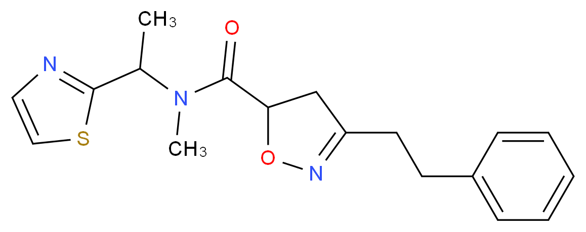 N-methyl-3-(2-phenylethyl)-N-[1-(1,3-thiazol-2-yl)ethyl]-4,5-dihydro-5-isoxazolecarboxamide_分子结构_CAS_)