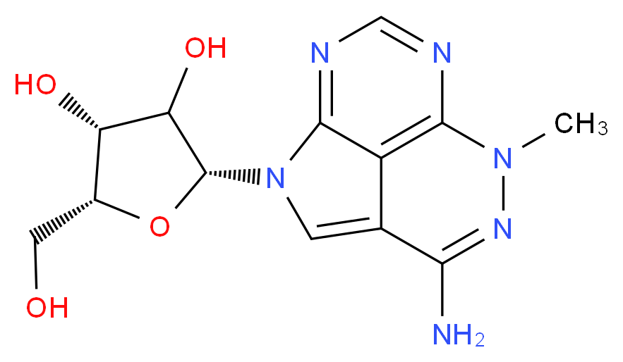 (2R,4R,5R)-2-{5-amino-7-methyl-2,6,7,9,11-pentaazatricyclo[6.3.1.0<sup>4</sup>,<sup>1</sup><sup>2</sup>]dodeca-1(11),3,5,8(12),9-pentaen-2-yl}-5-(hydroxymethyl)oxolane-3,4-diol_分子结构_CAS_35943-35-2