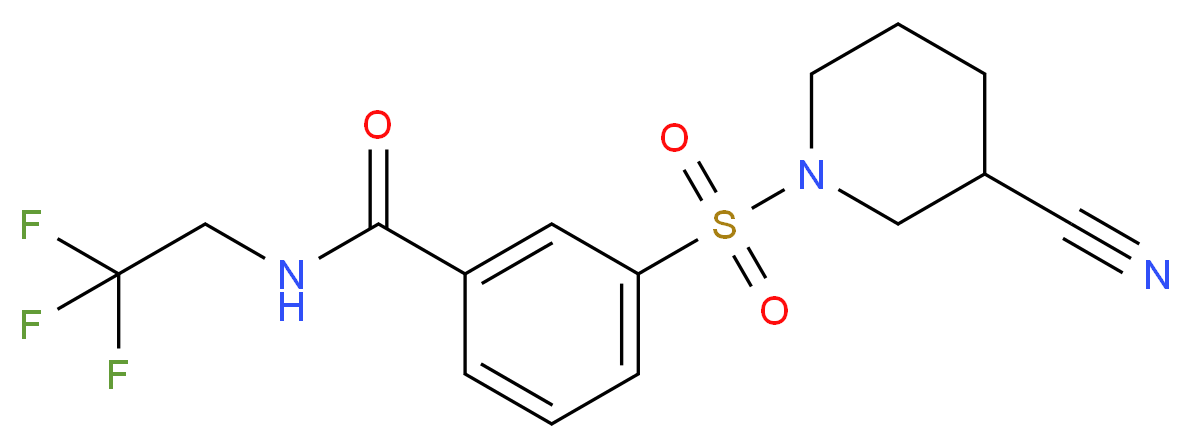 3-[(3-cyanopiperidin-1-yl)sulfonyl]-N-(2,2,2-trifluoroethyl)benzamide_分子结构_CAS_)