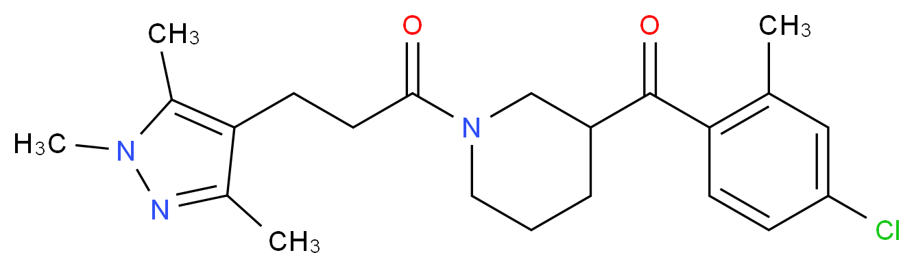 (4-chloro-2-methylphenyl){1-[3-(1,3,5-trimethyl-1H-pyrazol-4-yl)propanoyl]-3-piperidinyl}methanone_分子结构_CAS_)