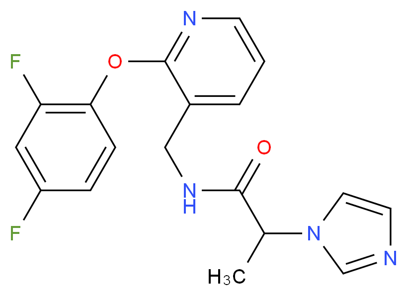 N-{[2-(2,4-difluorophenoxy)-3-pyridinyl]methyl}-2-(1H-imidazol-1-yl)propanamide_分子结构_CAS_)