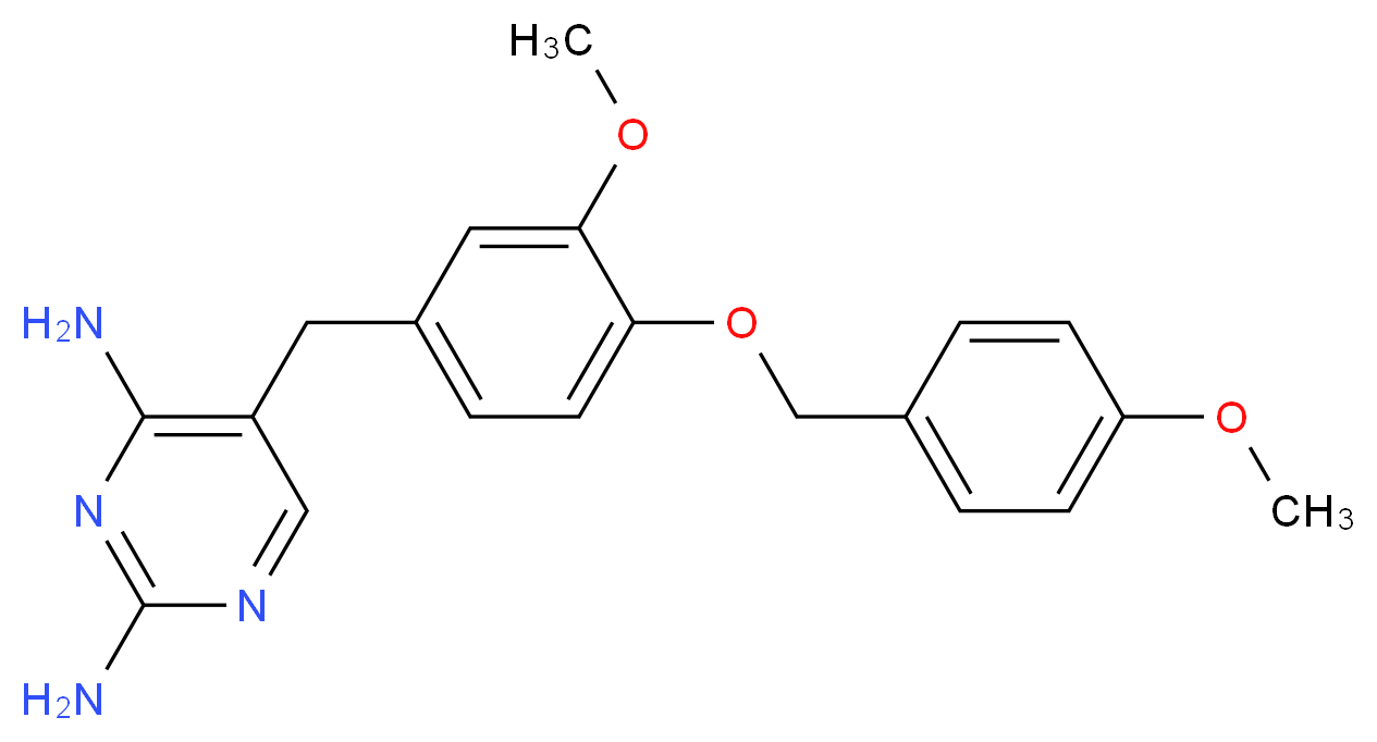 5-({3-methoxy-4-[(4-methoxyphenyl)methoxy]phenyl}methyl)pyrimidine-2,4-diamine_分子结构_CAS_870483-87-7