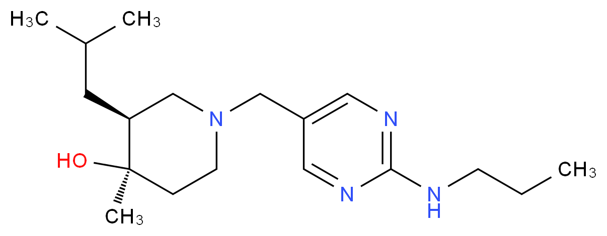 (3S*,4R*)-3-isobutyl-4-methyl-1-{[2-(propylamino)pyrimidin-5-yl]methyl}piperidin-4-ol_分子结构_CAS_)