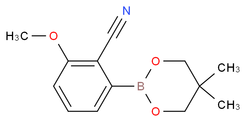 2-(5,5-Dimethyl-1,3,2-dioxaborinan-2-yl)-6-methoxybenzonitrile_分子结构_CAS_883899-02-3)