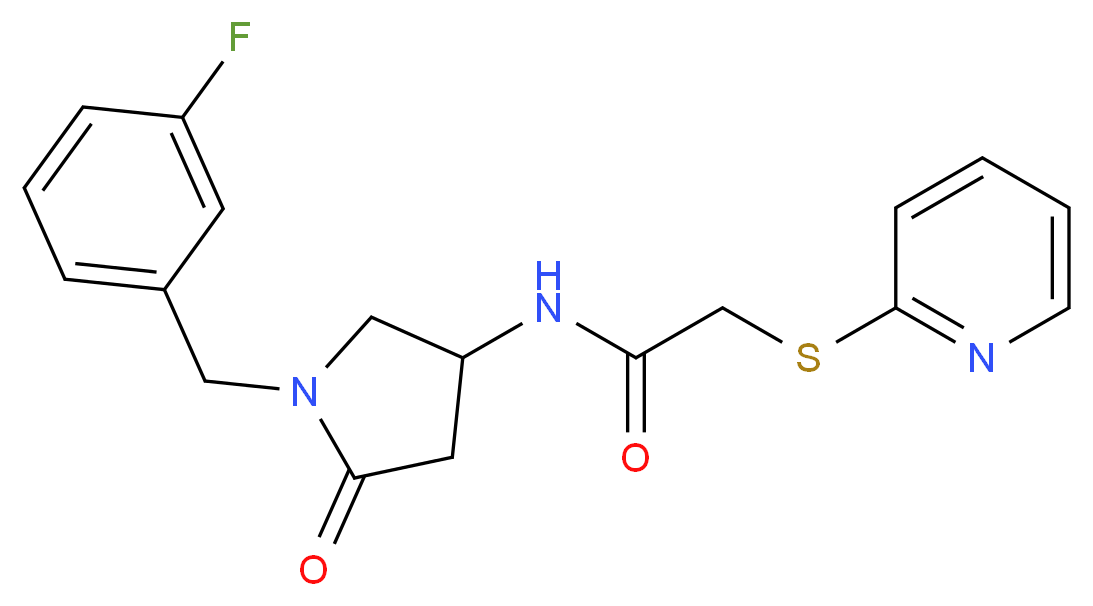 N-[1-(3-fluorobenzyl)-5-oxo-3-pyrrolidinyl]-2-(2-pyridinylthio)acetamide_分子结构_CAS_)