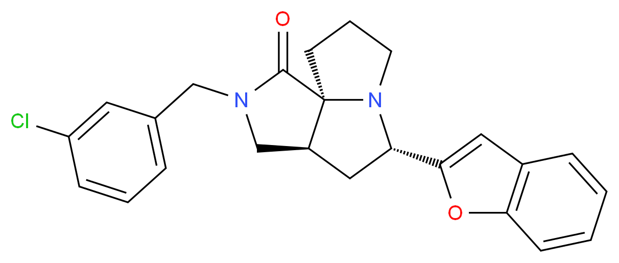 (3aS*,5S*,9aS*)-5-(1-benzofuran-2-yl)-2-(3-chlorobenzyl)hexahydro-7H-pyrrolo[3,4-g]pyrrolizin-1(2H)-one_分子结构_CAS_)