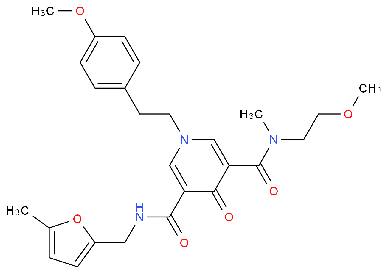 N-(2-methoxyethyl)-1-[2-(4-methoxyphenyl)ethyl]-N-methyl-N'-[(5-methyl-2-furyl)methyl]-4-oxo-1,4-dihydro-3,5-pyridinedicarboxamide_分子结构_CAS_)