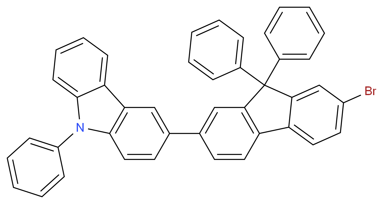 3-(7-bromo-9,9-diphenyl-9H-fluoren-2-yl)-9-phenyl-9H-carbazole_分子结构_CAS_1207176-74-6