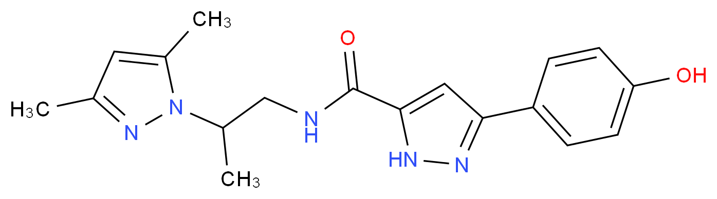 N-[2-(3,5-dimethyl-1H-pyrazol-1-yl)propyl]-3-(4-hydroxyphenyl)-1H-pyrazole-5-carboxamide_分子结构_CAS_)