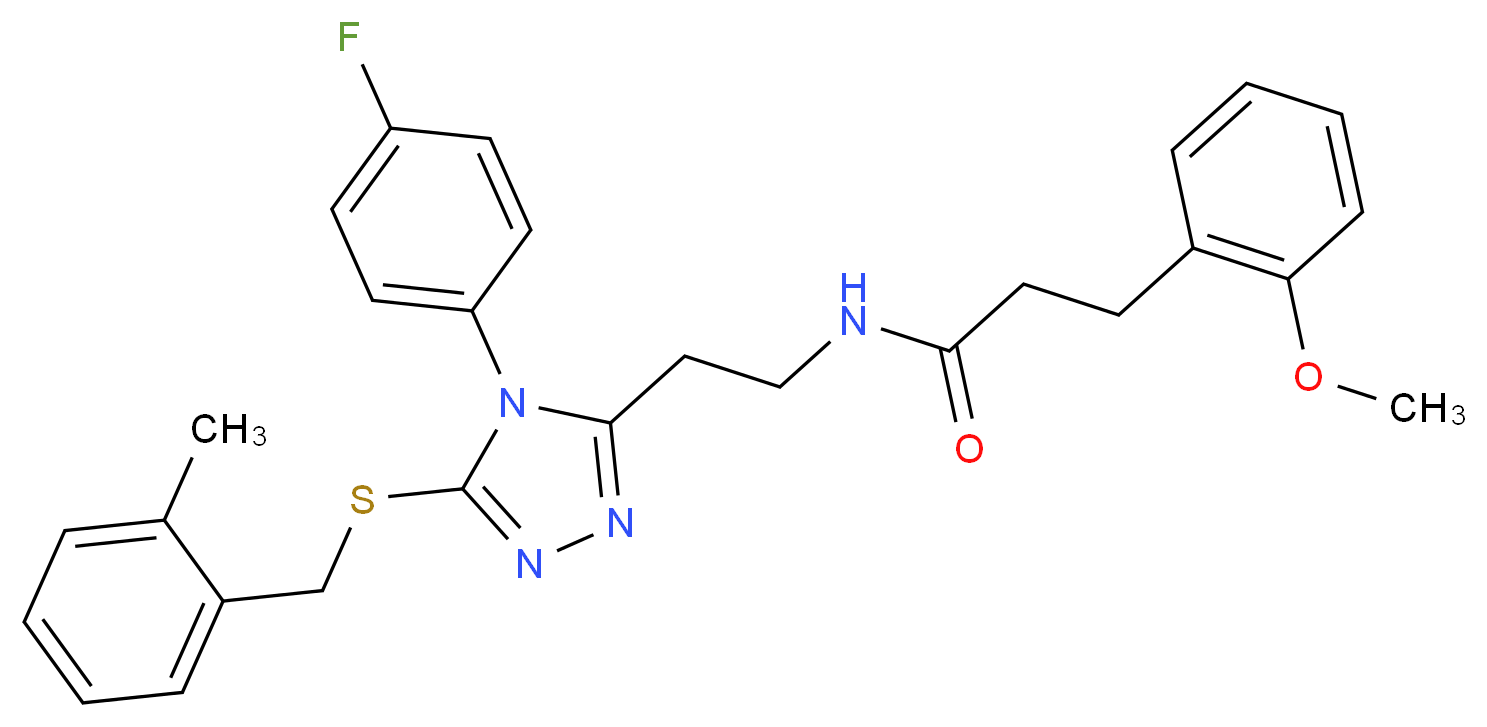 N-(2-{4-(4-fluorophenyl)-5-[(2-methylbenzyl)thio]-4H-1,2,4-triazol-3-yl}ethyl)-3-(2-methoxyphenyl)propanamide_分子结构_CAS_)