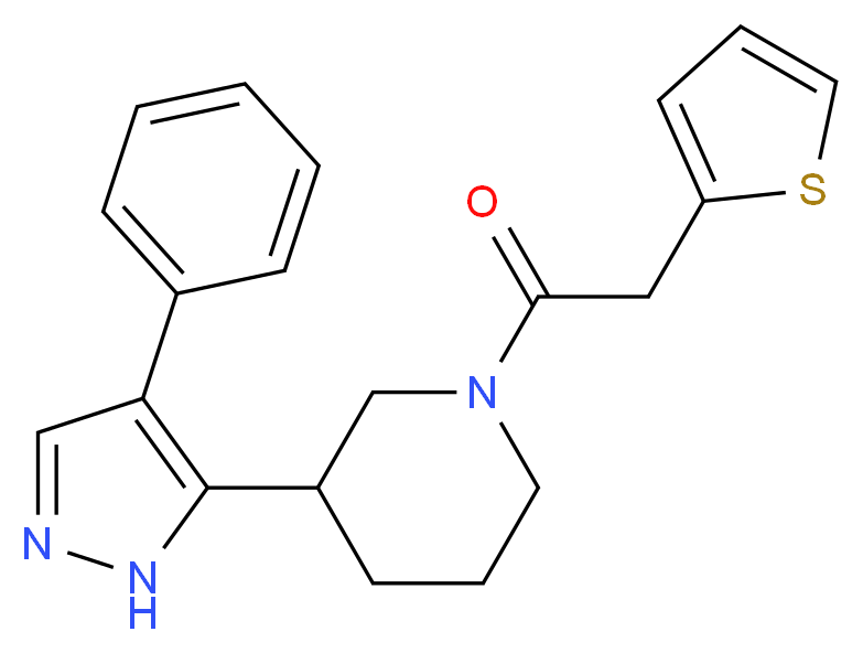 3-(4-phenyl-1H-pyrazol-5-yl)-1-(2-thienylacetyl)piperidine_分子结构_CAS_)