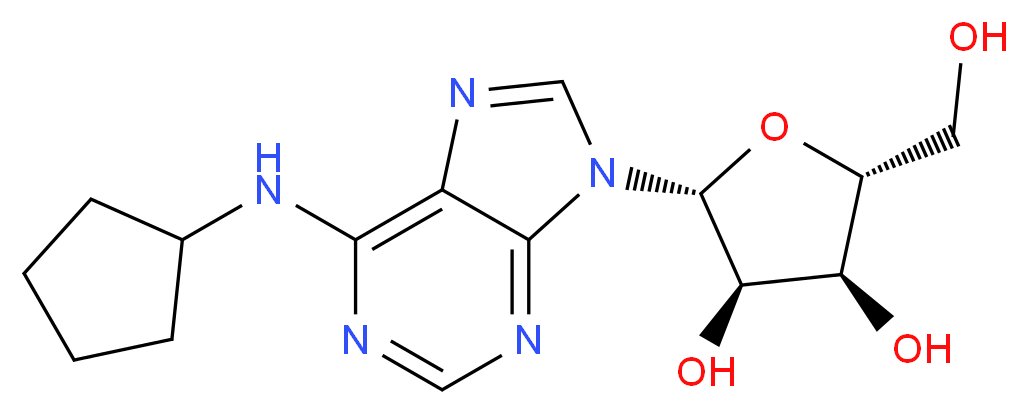 (2R,3R,4S,5R)-2-(6-(Cyclopentylamino)-9H-purin-9-yl)-5-(hydroxymethyl)tetrahydrofuran-3,4-diol_分子结构_CAS_41552-82-3)