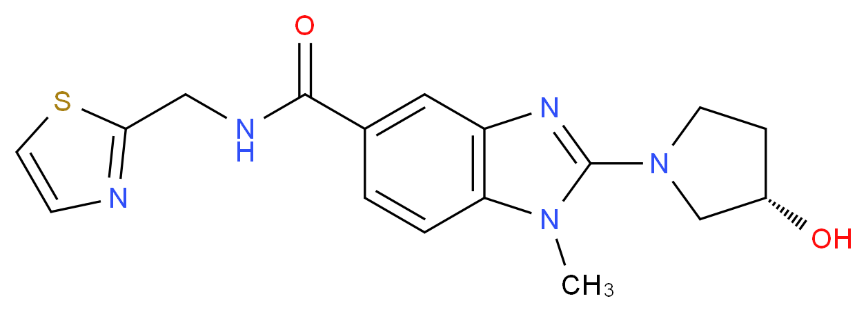 2-[(3S)-3-hydroxy-1-pyrrolidinyl]-1-methyl-N-(1,3-thiazol-2-ylmethyl)-1H-benzimidazole-5-carboxamide_分子结构_CAS_)