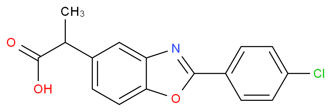 2-[2-(4-chlorophenyl)-1,3-benzoxazol-5-yl]propanoic acid_分子结构_CAS_67434-14-4