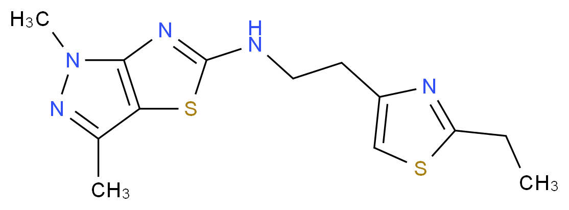 N-[2-(2-ethyl-1,3-thiazol-4-yl)ethyl]-1,3-dimethyl-1H-pyrazolo[3,4-d][1,3]thiazol-5-amine_分子结构_CAS_)
