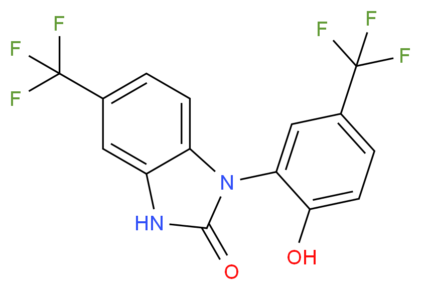 1-[2-hydroxy-5-(trifluoromethyl)phenyl]-5-(trifluoromethyl)-2,3-dihydro-1H-1,3-benzodiazol-2-one_分子结构_CAS_153587-01-0