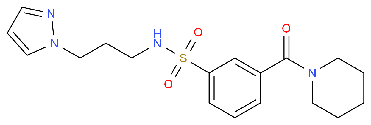 3-(piperidin-1-ylcarbonyl)-N-[3-(1H-pyrazol-1-yl)propyl]benzenesulfonamide_分子结构_CAS_)