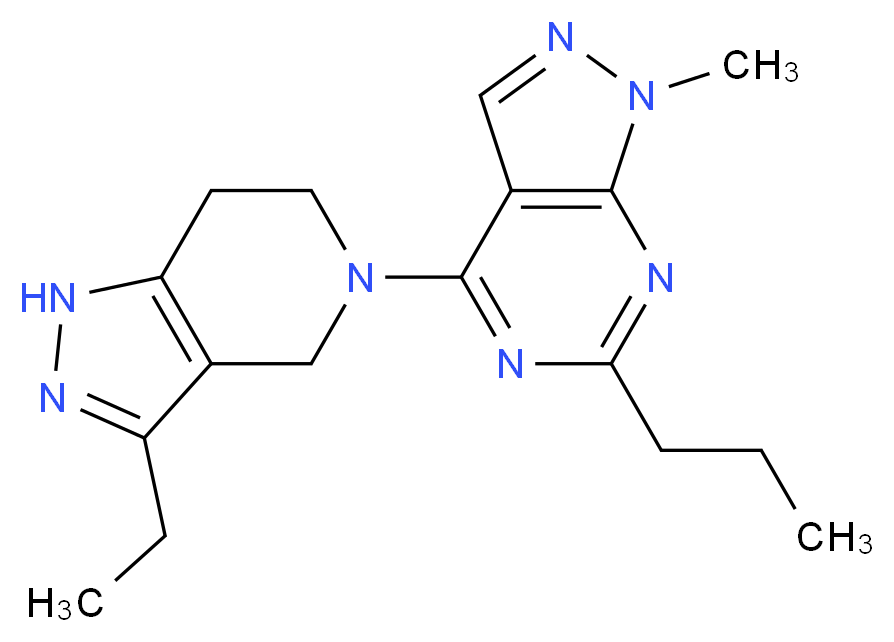 4-(3-ethyl-1,4,6,7-tetrahydro-5H-pyrazolo[4,3-c]pyridin-5-yl)-1-methyl-6-propyl-1H-pyrazolo[3,4-d]pyrimidine_分子结构_CAS_)
