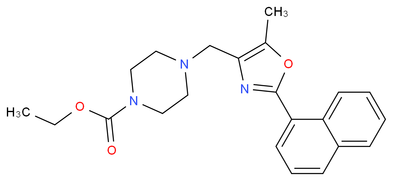 ethyl 4-{[5-methyl-2-(1-naphthyl)-1,3-oxazol-4-yl]methyl}-1-piperazinecarboxylate_分子结构_CAS_)