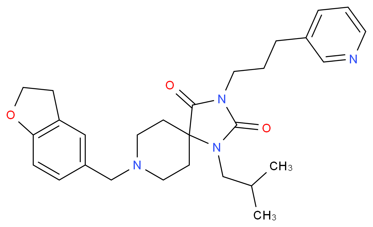 8-(2,3-dihydro-1-benzofuran-5-ylmethyl)-1-isobutyl-3-[3-(3-pyridinyl)propyl]-1,3,8-triazaspiro[4.5]decane-2,4-dione_分子结构_CAS_)
