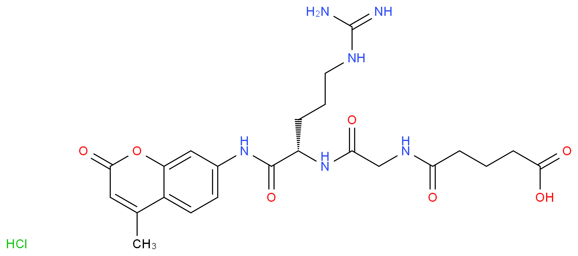 4-[({[(1S)-4-carbamimidamido-1-[(4-methyl-2-oxo-2H-chromen-7-yl)carbamoyl]butyl]carbamoyl}methyl)carbamoyl]butanoic acid hydrochloride_分子结构_CAS_103213-40-7