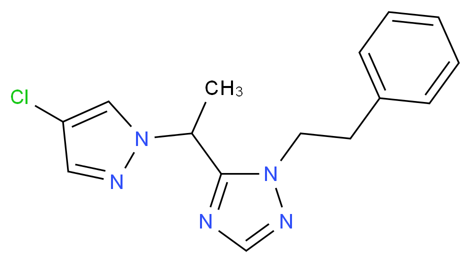 5-[1-(4-chloro-1H-pyrazol-1-yl)ethyl]-1-(2-phenylethyl)-1H-1,2,4-triazole_分子结构_CAS_)